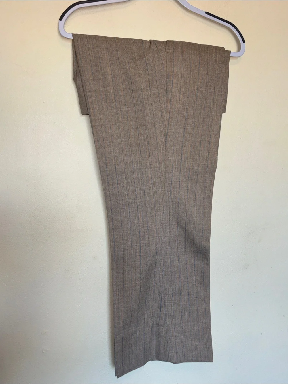 Vtg 70s Retro Botany 500 Suit 2 Piece Tan Plaid Blue Pinstripe Wool Grandpacore